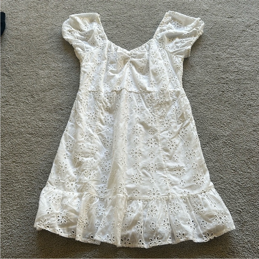 White Floral Embroidered Dress
